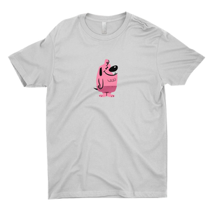 grey tee with pink dog "Dawg Dawg" print 